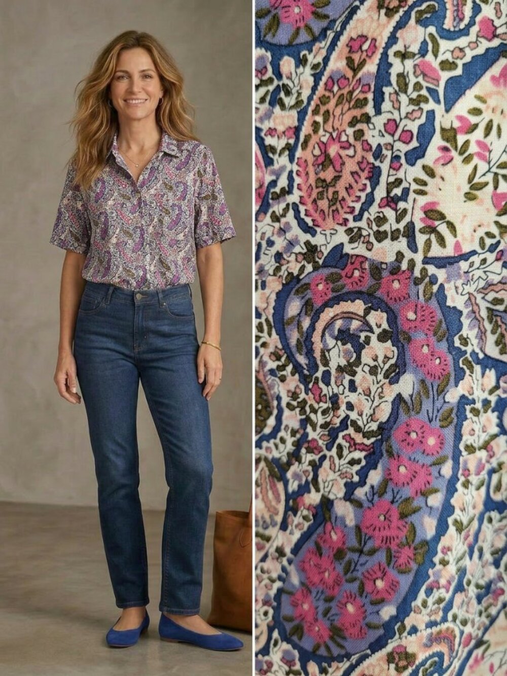 Tilley X Liberty 100% Cotton Short Sleeved Paisley Print Shirt Size S